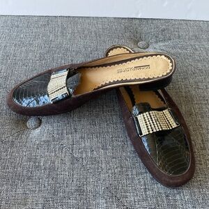 Donald J Pliner SPORT-1-QUE Sz 6.5 Suede Leather Flats Lisa Expresso rhinestone